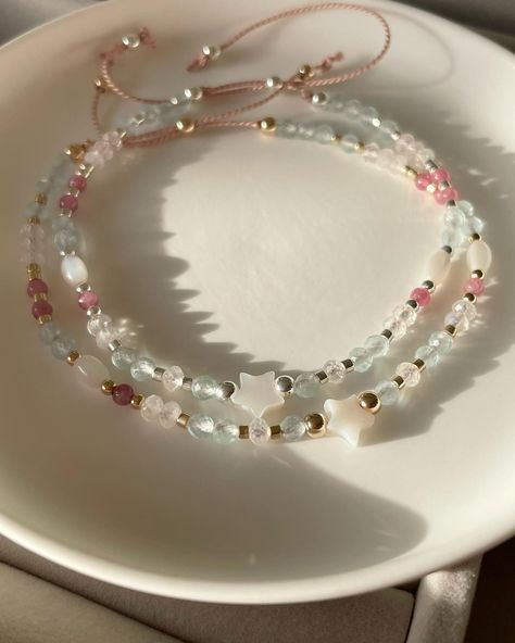 Spiritual Pink Rose Quartz Beaded Necklace, Pink Rose Quartz Gemstone Beaded Necklace, Spiritual Pink Rose Quartz Bracelets, Pink Quartz Bracelet, Adjustable Rose Quartz Bracelets - Spiritual Style, Aqua Chalcedony, Silk Cord, Negative Energy, Adjustable Bracelet