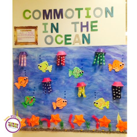 Commotion in the Ocean! Way to go TLE East Windsor, NJ! Commotion In The Ocean, Ocean Ideas, Ocean Books, Shark Craft, Under The Sea Decorations, Beneath The Sea, Sea Decor, The Learning Experience, Ocean Theme