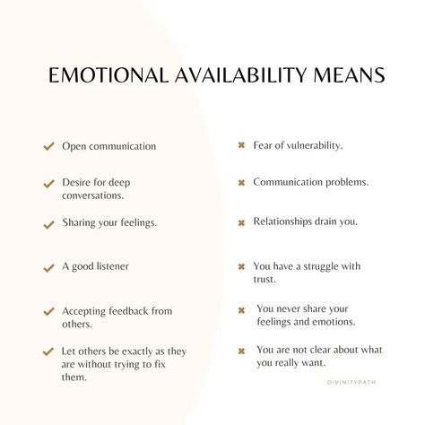 Being emotionally available means being open and receptive to our own emotions and those of others. It's about being present and willing to listen and support others in their times of need. ✨ So let's strive to be more emotionally available in our relationships, because when we are, we create deeper connections and a stronger sense of understanding with those around us. 🌟 Let's spread love and empathy, one emotional availability at a time! ❤️ #emotions #emotionalintelligence #emotionalmatur... How To Connect Emotionally, Signs Of Emotional Availability, How To Ask For Emotional Support, How To Emotionally Support Someone, How To Become More Emotionally Available, Becoming Emotionally Available, How To Become Emotionally Available, Emotional Permanence, Emotions Meaning