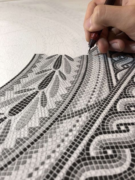 Tens of Millions of Ink Dots Fill Xavier Casalta's Remarkably Detailed Stipple Illustrations — Colossal Stippling Drawing, China Ink, Floral Words, Marble Bust, Stippling Art, Roman Mosaic, Historical Objects, Subtle Highlights, Colossal Art