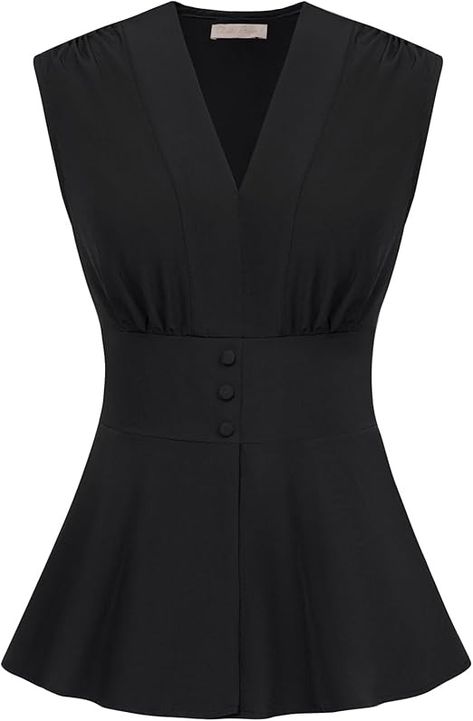 Belle Poque Womens Black Ruffle Blouse Business Casual Tops for Women Flared Peplum Top Black S at Amazon Women’s Clothing store Business Casual Tops For Women, Peplum Tops For Women, Blouse Business Casual, Business Casual Tops, Black Ruffle Blouse, Business Casual Top, Tops For Women Casual, Peplum Tops, Flare Top