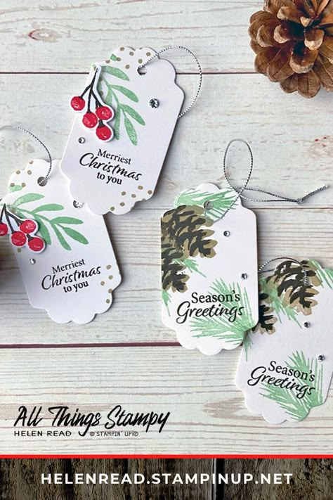 Su Christmas Season Bundle, Seasonal Labels Stampin Up Cards, Su Christmas Season Bundle Cards, Hand Stamped Christmas Gift Tags, Christmas Season Bundle Stampin Up Cards, Designer Tags Stampin Up Cards, Stampin Up Seasonal Labels Dies, Stampin Up Gift Tags Ideas, Stamped Christmas Tags