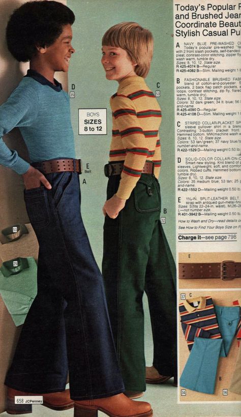 1970s groovy boys' clothes! JC Penney 70s Boys Outfits, Kids 70s Outfit Ideas Boys, 70s Fashion Boys, Vintage Kids Clothes Boys, 70s Boys Fashion, 70s Dress Casual, 70s Kids Fashion, Pizza Song, 70s Outfits Ideas