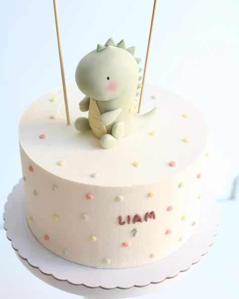 Dino Birthday Cake, Boys 1st Birthday Cake, Baby Boy Birthday Cake, Dino Cake, Baby First Birthday Cake, Mini Torte, Dinosaur Birthday Cakes, Baby Birthday Decorations, Simple Birthday Decorations