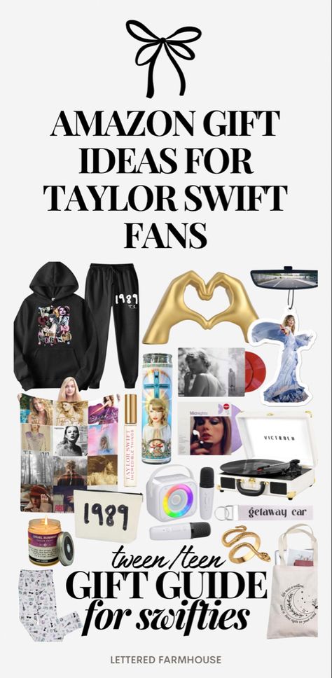 Looking for the ultimate Taylor Swift merch for your teenage fan? Look no further! This curated collection of clothes, music, and accessories will have them singing their hearts out. Shop now and show your Swiftie pride! #TaylorSwift #Merch #founditonamazon Taylor swift Christmas, taylor swift gifts, Taylor swift merch, Taylor swift advent calendar, Taylor swift bracelets, Taylor swift outfits, Taylor swift blanket, Taylor swift vinyl Follow my shop @LetteredFarmhouse on the @shop.LTK app to shop this post and get my exclusive app-only content! #liketkit #LTKHoliday #LTKfindsunder50 #LTKGiftGuide @shop.ltk https://liketk.it/4qeW3 Lover Merch Taylor Swift, Taylor Swift Valentine's Day Box Ideas, Taylor Swift Bday Gift Ideas, Taylor Swift Easter Basket, Taylor Swift Basket Ideas, Taylor Swift Basket, Taylor Swift Gift Basket Ideas, Taylor Swift Themed Gift Basket, Taylor Swift Merch Collection