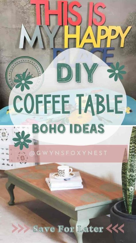 DIY Boho Painted Coffee Table: Learn how to revamp your old table into a stunning bohemian centerpiece. Boho Painted Coffee Table, Retro Coffee Table Makeover, Refinishing Coffee Table Ideas, Funky Painted Coffee Table, Coffee Table Makeover Paint, Repurposed Coffee Table Ideas, Wood Coffee Table Makeover, Decoupage Coffee Table, Painted Table Top