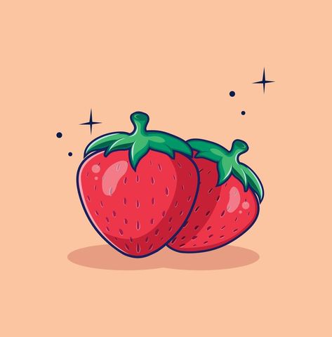 Cartoon fresh strawberry fruits in flat style . summer design vector illustration How To Draw Anything, Strawberry Art, Fruit Icons, Fruit Cartoon, Fruit Vector, Shop Illustration, Fruit Illustration, Blossoms Art, Cute Fruit