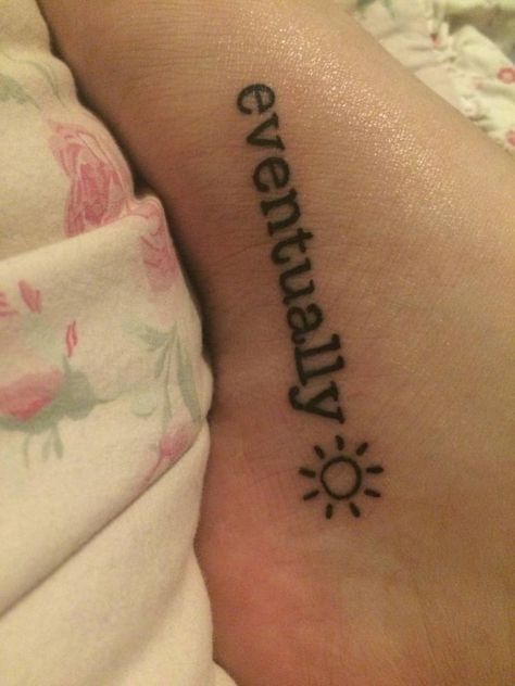 Eventually Tattoo, Word English, Small Rib Tattoos, Small Tattoos With Meaning, Small Tattoos Simple, Temporary Tattoo Designs, Music Tattoos, Foot Tattoo, Simplistic Tattoos