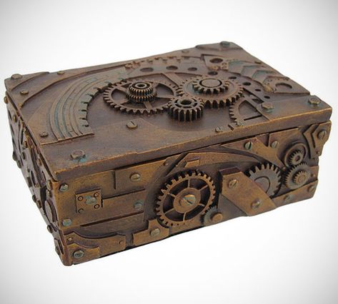 Steampunk Storage Box - CoolShitiBuy.com. Décor Steampunk, Hantverk Diy, Steampunk Theme, Steampunk Crafts, Steampunk House, Trinket Jewelry, Jewelry Box Diy, Steampunk Decor, Steampunk Gears