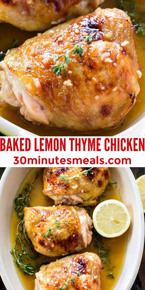 Thyme Roasted Chicken, Lemon Roast Chicken Recipe, Chicken And Thyme Recipes, Uses For Fresh Thyme, Lemon And Thyme Chicken, Recipes Using Fresh Thyme, Cooking With Thyme, Chicken With Thyme Recipes, Chicken Thyme Recipes