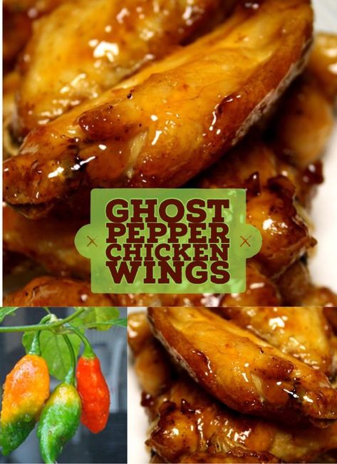 Ghost Pepper Wing Sauce, Ghost Pepper Wings Recipe, Ghost Pepper Wings, Chili Chicken Wings, Hot Pepper Recipes, Hot Wing Recipe, Hot Wing Sauces, Wing Sauce Recipes, Peach Jelly