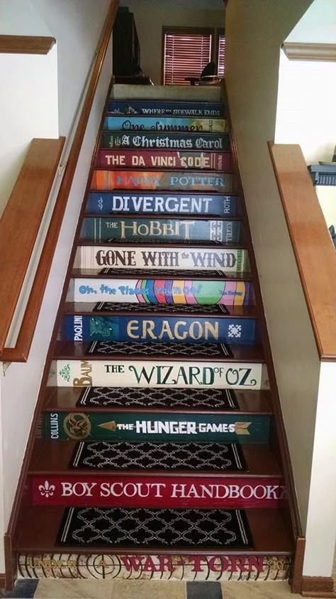 Stair Case Art, Staircase Books, Stairs Diy Renovation, Book Staircase, Book Stairs, Funny Facebook Posts, Stair Art, Villa Design Plan, Villain Aesthetic