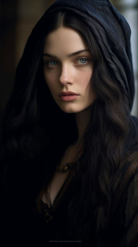 Female Character Inspiration Black Hair Blue Eyes, Black Hair Blue Eyes Character, Medieval Woman Art, Female Character Inspiration Black Hair, Character Inspiration Female, Woman With Dark Hair, Female Book Characters, Medieval Character, Medieval Girl