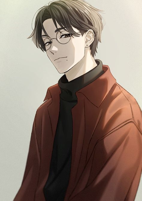 Anime Glasses Boy, Brown Hair Male, Guys With Black Hair, Anime Brown Hair, Brown Hair Boy, Pelo Cafe, School Drama, Brown Eyes Black Hair, Brown Hair Men