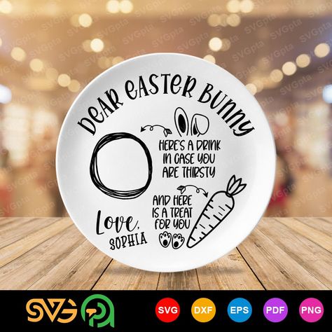 Easter Bunny Plate, Easter Plates, Bunny Plates, Easter Bunny Svg, Cricut Images, Bunny Svg, Easter Crafts, Easter Spring, Cricut Projects