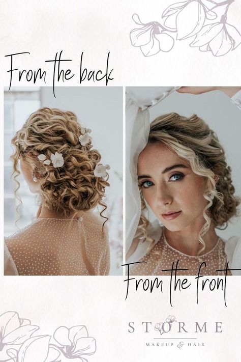 Curly Hair Updo For Prom, Curly Hair Wedding Styles Naturally Updo, Naturally Curly Bridal Hair Updo, Curly Wedding Hair Updo, Natural Curly Hair Wedding Styles, Natural Curly Wedding Hair, Makeup For Blue Eyes Natural, Hair Curly Wedding, Natural Curls Wedding Hair