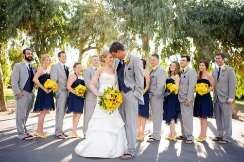 navy and yellow! I especially love the address book idea and the deceased family table! Sunflower Themed Wedding, Bridal Parties, Theme Color, Gray Weddings, Navy Wedding, Yellow Wedding, Sunflower Wedding, Wedding Dress Sleeves, Wedding Color Schemes