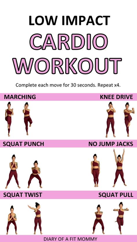 Low Impact HIIT CARDIO + LEGS Workout // No Jumping + No Equipment - Diary of a Fit Mommy // Low Impact Exercise Low Impact Hiit, Low Impact Cardio Workout, Weak Knees, Beginner Workouts, Low Impact Cardio, Hiit Workout At Home, Hiit Cardio Workouts, Cardio Workout At Home, Mommy Workout