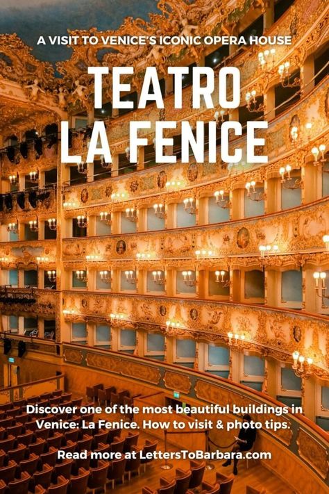 Discover Teatro La Fenice, one of the most beautiful buildings in Venice, Italy. How to to visit the theater and photography tips. #LaFenice #Opera #Venice #Italy #Travel #TravelBlog New Year Concert, Italy Destinations, Best Of Italy, Things To Do In Italy, Dream Travel Destinations, Travel Images, Beautiful Places To Visit, Travel Bucket List, Tour Guide