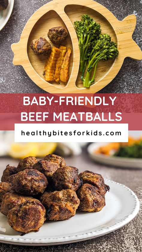 Blw Beef Recipes, Meat For 12 Month Old, Baby Ground Beef Recipes, Blw Meatballs Beef, Ground Beef Blw, Baby Meatballs Beef, Ground Beef Baby Food Recipes, Ground Beef For Baby, Meatballs Blw