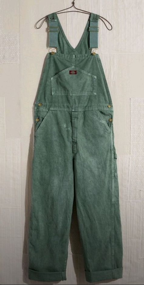 Green Overalls Aesthetic, Dark Green Overalls Outfit, Goblincore Dress, Goblincore Clothes, Green Dickies, Dickies Overalls, Green Overalls, Simple Outfit, Swaggy Outfits