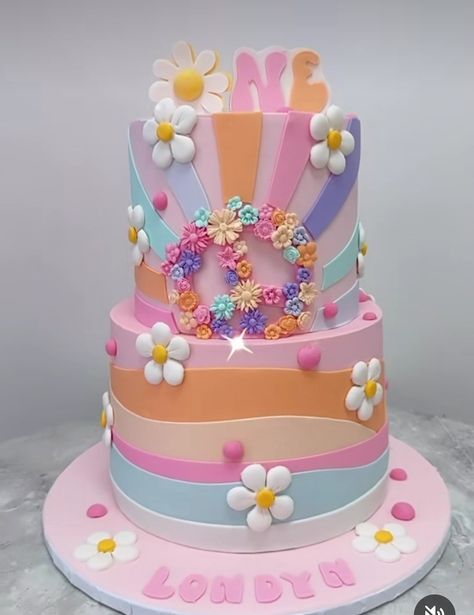 Sixth Birthday Party Themes, 70s Theme Smash Cake, Two Groovy Sheet Cake Ideas, 70s Theme Sheet Cake, Groovy Theme Birthday Cake, 10 Is A Vibe Birthday, 10 Is A Vibe Cake, Five Is The Vibe Cake, Nine Is A Vibe Birthday Cake