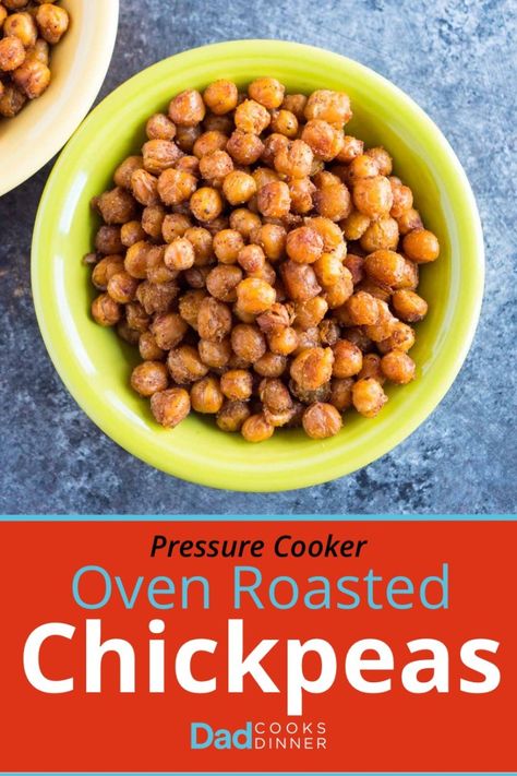 Pressure Cooker and Oven Roasted Chickpeas | DadCooksDinner.com Crispy Roasted Chickpeas, Roasted Garbanzo Beans, Chickpea Recipes Roasted, Salty Sweet Snacks, Chickpeas Recipe, Crunchy Chickpeas, Crispy Chickpeas, Chickpea Recipes, Snack Attack