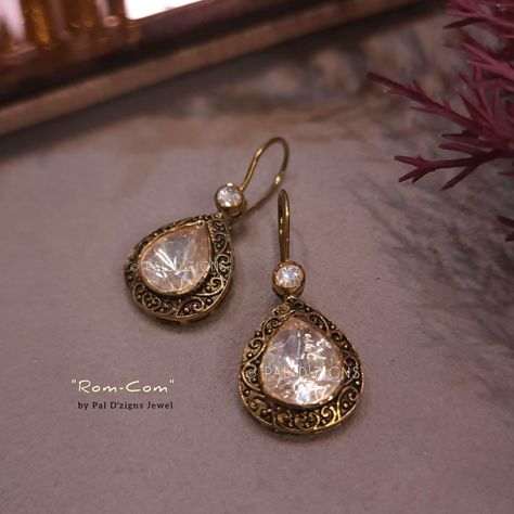 #romcom #moissanite #polki #earings #polkiearings #baali #handmade #moon #bridal #bridejewellery #weddingjewellery #jewelry #uniqueearings #earings #occasionwear #semiprecious #stones #silver #royallook #partywear Jewellery Stones, Jewellery For Wedding, Faberge Jewelry, Antique Gold Earrings, Antique Jewellery Designs, Antique Bridal Jewelry, Instagram Jewelry, Beads Jewellery, Polki Jewellery