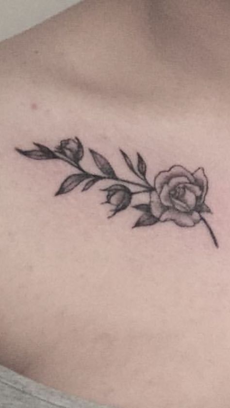 Black Rose Collar Bone Tattoo, Rose Collar Bone Tattoo, Rose Bush Tattoo, Rose Vines, Collar Bone Tattoo, Collar Bone, Rose Bush, Small Rose, Rose Tattoos