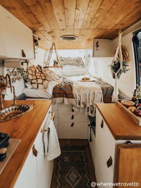 One thing I’ve noticed in the past when I’ve shared pictures of beautifully remodeled RV’s is that sometimes people assume actually using a renovated RV would be impractical.  For that reason, I want anyone who is thinking about attempting something like this to know that…. Caravan Renovation Diy, Small Camper, Caravan Makeover, Bus Living, Kombi Home, Caravan Renovation, Van Conversion Interior, Caravan Interior, Van Life Diy