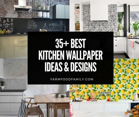 kitchen-wallpaper-ideas-designs Wallpaper For Coffee Bar, Wallpaper In Kitchens, Wallpaper In Kitchen Ideas, Wallpaper Ideas For Kitchen, Kitchens With Wallpaper, Kitchen Wallpaper Ideas Accent Wall, Wallpaper Pantry, Kitchen With Wallpaper, Wallpaper Kitchen Backsplash