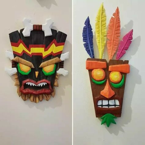 Geek Room, Geek Diy, Tiki Art, Fiesta Tropical, Tiki Party, Cardboard Art, Hawaiian Party, Crash Bandicoot, Game Room Decor