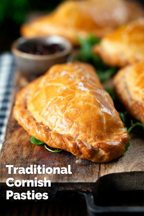 The traditional Cornish Pasty dates back to the 13th century and is a pie that squeezes a great deal from pastry, beef, swede and potatoes. Whether you serve them for dinner or stick them in your lunchbox, these treats are the ultimate British pie! Cornish Pie, Best Custard Pie Recipe, Savory Hand Pies Recipes, British Pie, Cornish Pasty, Hand Pies Savory, Pasties Recipes, Custard Pie Recipe, British Cooking