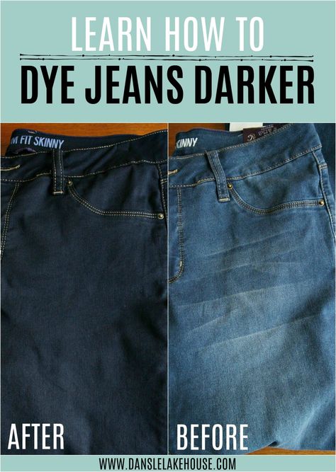 Learn how to dye jeans darker with these easy clothes dyeing tutorial. Dye new or old jeans a dark blue in the wash. Dye Jeans Darker, How To Dye Jeans, How To Dye Clothes, Clothes Dye, Denim Dye, Dyeing Tutorials, Diy Dye, Dress Sketch, Rit Dye