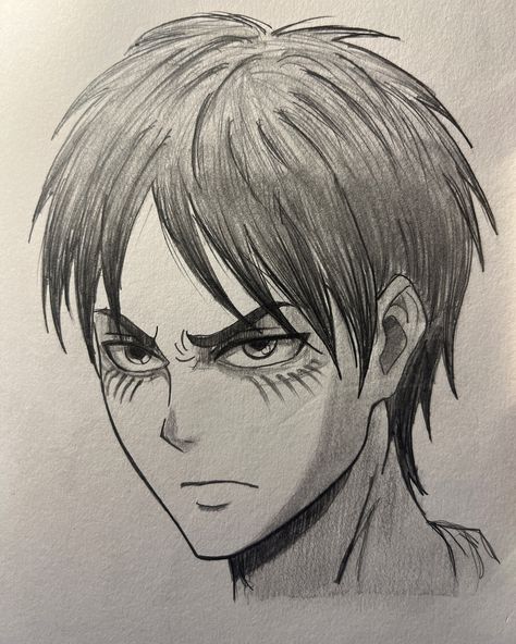 Eren yeagur 🫶🫡 . . #artgallery #sketch #drawing #manga #anime Anime Drawing Easy Sketch, Eren Jaeger Drawing Pencil, Eren And Mikasa Drawing, Eren Jaeger Sketch, Anime Face Sketch, Cool Anime Sketches, Anime Pencil Sketches, Erwin Manga, Eren Yeager Sketch