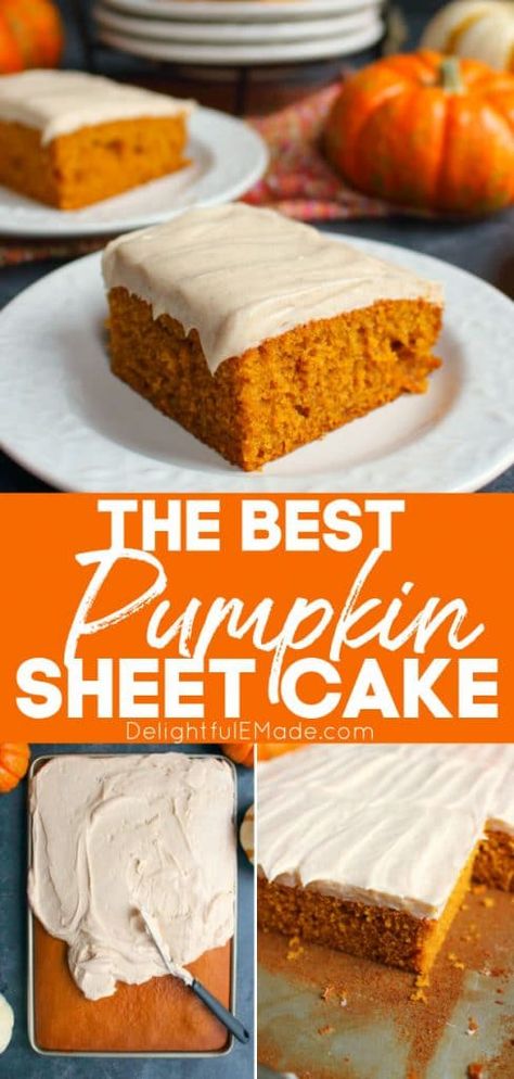 Pumpkin Sheet Cake With Cream Cheese Frosting, Layered Pumpkin Dessert, Dress Cupcakes, Pumpkin Cake Recipe, Cake Sheet, Cake Pumpkin, Pumpkin Sheet Cake, Pumpkin Cake Recipes, Pumpkin Desserts