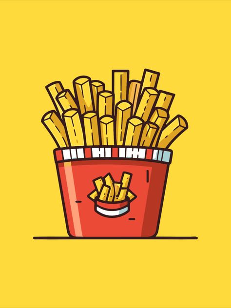 french fries cool colors kawaii clip art illustration for menu, poster, web French Fries Vector, French Fries Illustration, Fries Logo, Menu Poster, Cool Colors, Food Drawing, Menu Restaurant, Food Illustrations, French Fries