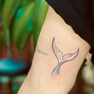 Mermaid Tail Mermaid Tattoo Seaglass Tattoo Ideas, Mermaid Tattoo Behind Ear, Mermaid Themed Tattoos, Siren Tail Tattoo, Mermaid Simple Tattoo, Mermaid Tail Tattoo Designs, Delicate Mermaid Tattoo, Feminine Ocean Tattoos, Matching Mermaid Tattoos