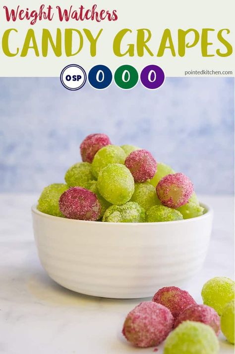 Jello Grapes, Ww Snacks, Weight Watcher Desserts, Weight Watchers Plan, Weight Watchers Dessert Recipes, Weight Watchers Meal Plans, Frozen Grapes, Weight Watchers Snacks, Grape Recipes