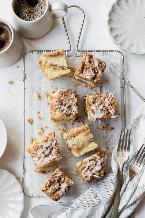 Coffee Cake Small Batch, Small Batch Coffee Cake Recipes, Coffee Cake Photography, Small Batch Coffee Cake, Small Batch Desserts, Cinnamon Streusel Coffee Cake, Food Photography Composition, Granola Parfait, Small Batch Baking