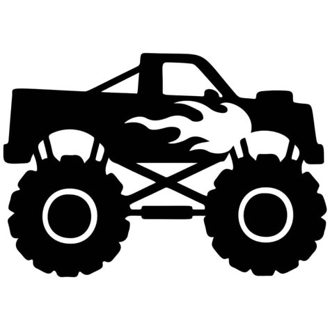 Monster Truck Silhouette, Monster Truck Stencil, Monster Trucks Drawing, Monster Jam Svg, Monster Truck Drawing, Monster Truck Art, Monster Truck Svg, Truck Tattoo, Monster Truck Theme