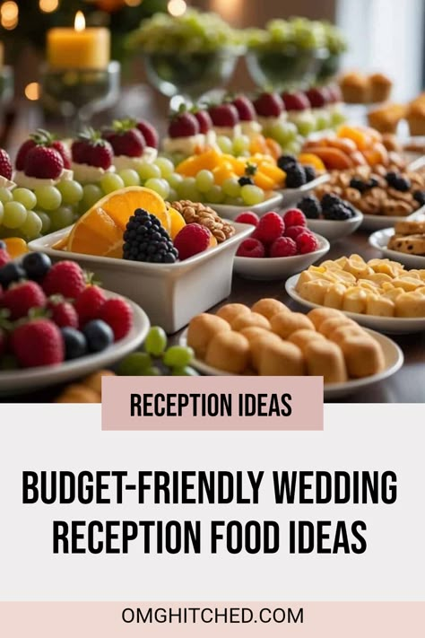 Are you dreaming of a wonderful wedding but worried about your budget? Don’t fret! You can create a fantastic wedding reception menu without spending a ton. From tasty treats to fun finger foods, we’ve got 10 delicious wedding reception food ideas that save you money and still wow your guests. Learn how to make your big day memorable with tasty bites that everyone will love, all while sticking to your budget. Get ready to delight your family and friends with affordable choices they won’t forget! Small Plate Wedding Food, Diy Wedding Meals Food Ideas, Creative Wedding Food Ideas, Make Ahead Wedding Food, Finger Food For Wedding Reception, Budget Friendly Wedding Food, Wedding Reception Snack Ideas, Wedding Meal Ideas Receptions, Inexpensive Wedding Food