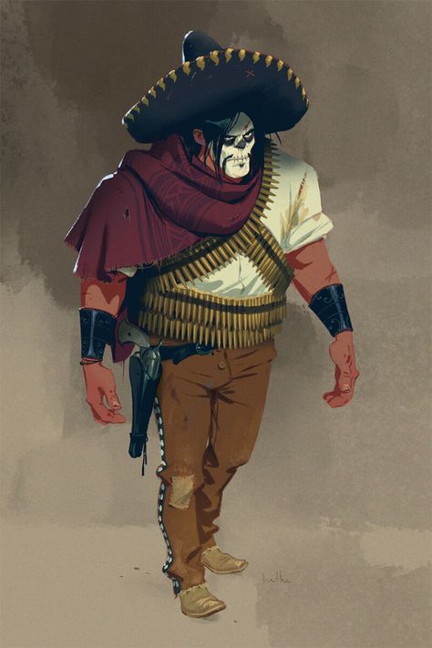 Bandito, Hethe Srodawa on ArtStation at https://www.artstation.com/artwork/oODkRz Western Character Design, Cowboy Character Design, Cowboy Draw, Sup Girl, Concept Art World, Cowboy Art, Concept Art Character, Cartoon Character Design, Character Design Inspiration