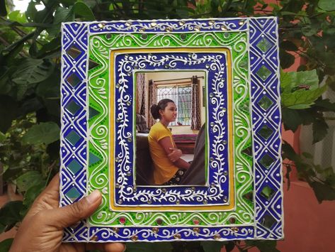 Lippan Art Photo Frame, Lippan Art Wall, Lippan Kaam, Photo Frem, Diy Photo Frame, Lippan Art, Diy Photo Frames, Clay Wall Art, Art And Craft Videos