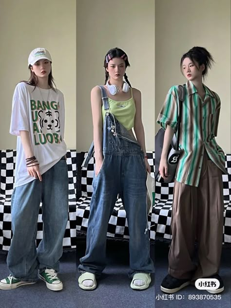 Grunge Fashion Style, Hip Hop Style Outfits, Band Artwork, Boyish Outfits, Asian Streetwear, Cosplay Kawaii, Style Kawaii, Baggy Clothes, Tomboy Style Outfits