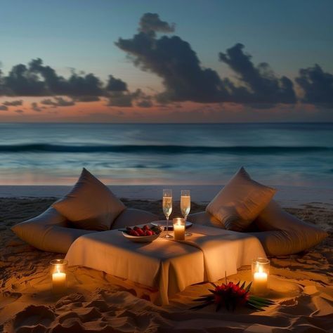 Romantic Beach Picnic, Bahamas Honeymoon, Night Picnic, Nature Destinations, Billionaire Lifestyle Luxury Living, Romantic Nature, Peaceful Nature, Beach Lighting, Beach Candle