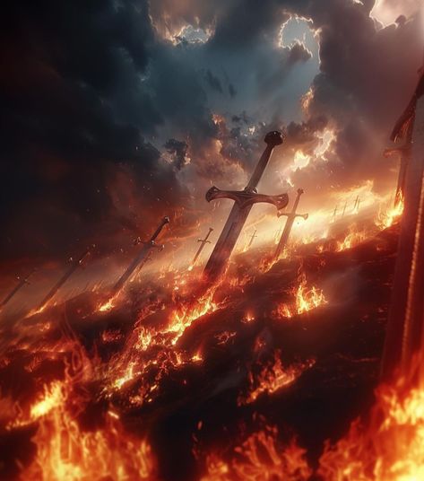 Destroyed Kingdom Art, Fantasy Fire Aesthetic, Fire Fantasy Aesthetic, Fallen Kingdom Aesthetic, Fire Kingdom Aesthetic, Fantasy Revolution, Burning Kingdom, Fallen Warrior, Orange Knight