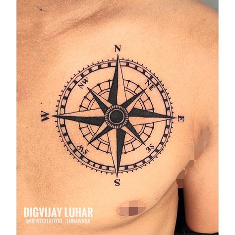 Chest Compass Tattoo, Easton Tattoo, Star Chest Tattoo, Tattoo Chest, Star Tattoo, Chest Tattoo Men, Chest Tattoo, Compass Tattoo, North Star