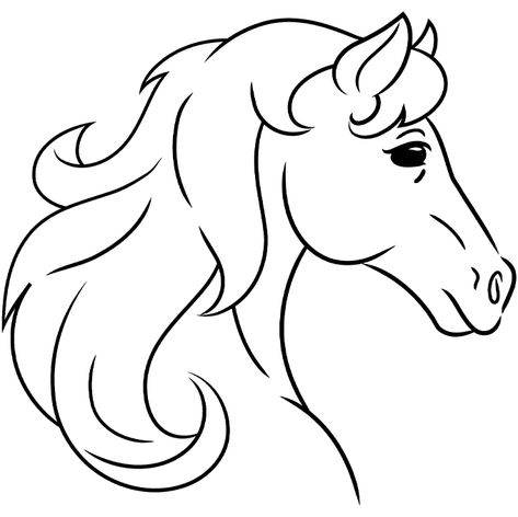 Horses Drawing Easy, Cartoon Horse Drawing, Horse Head Outline, Easy Horse Drawing, Horse Drawing Tutorial, Horse Head Drawing, Draw A Horse, Head Outline, Horse Outline