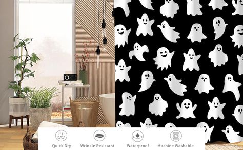 Halloween Shower Curtain, Hooks Bathroom, Bathroom Curtain, Kids Curtains, Bathroom Decoration, Bathtubs, Shower Curtain Sets, Bathroom Curtains, Season Colors